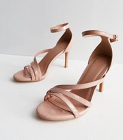 New Look Pale Pink Patent Strappy Stiletto Heel Sandals